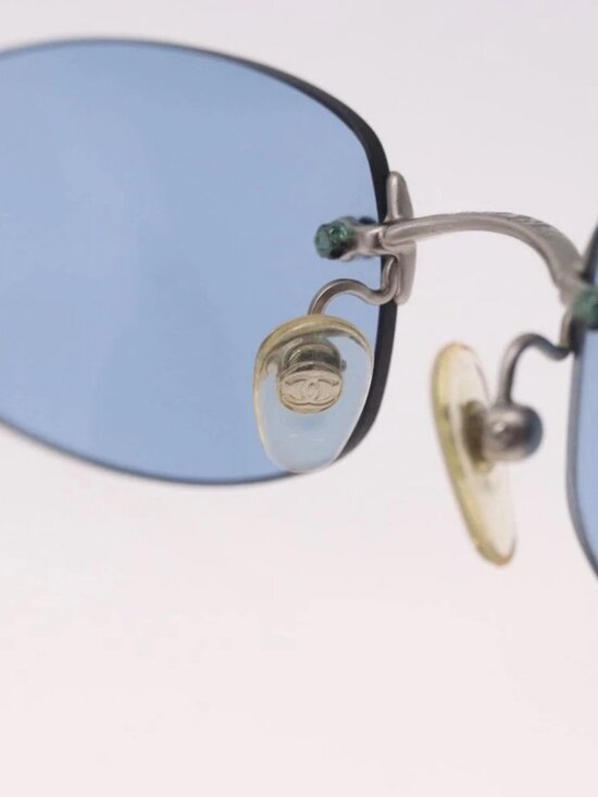 CHANEL Sunglasses metal Blue CC Auth 187883V main image 10